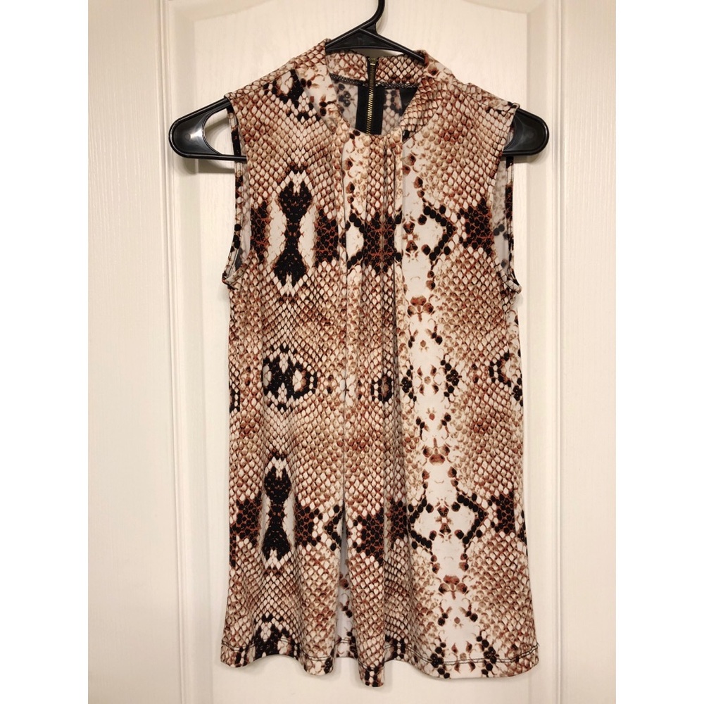 Snakeskin-patterned Sleeveless Blouse